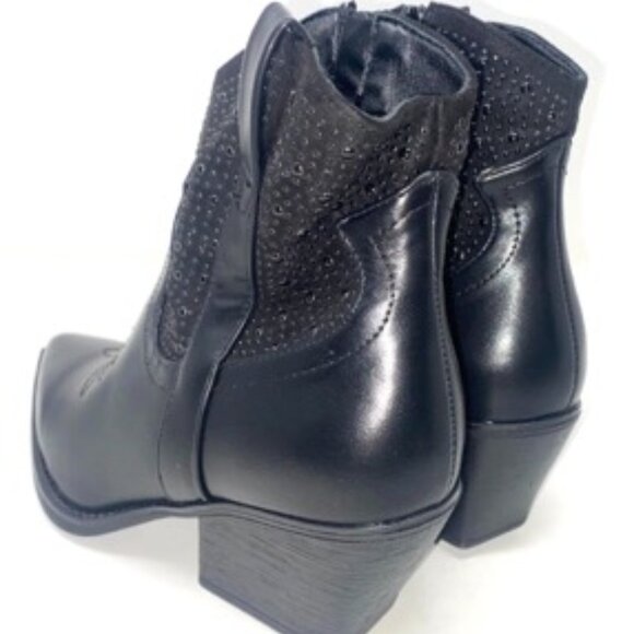 TOP MODA Elk-66 Women's Western Zipper Ankle Heel Bootie Black Size 6 - Picture 8 of 8